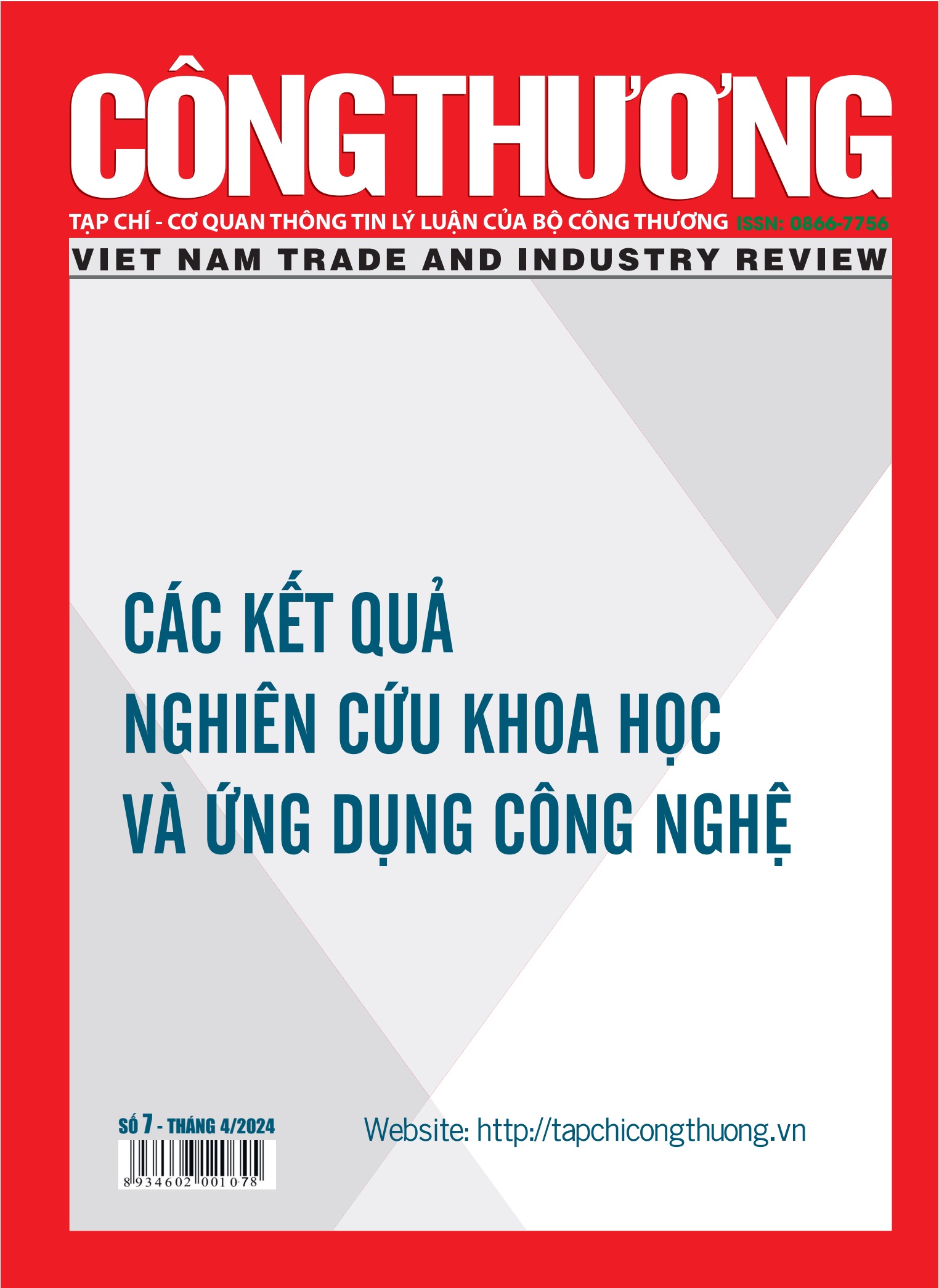Tạp chí Công Thương - Các kết quả nghiên cứu khoa học và ứng dụng công nghệ số 7 tháng 4 năm 2024